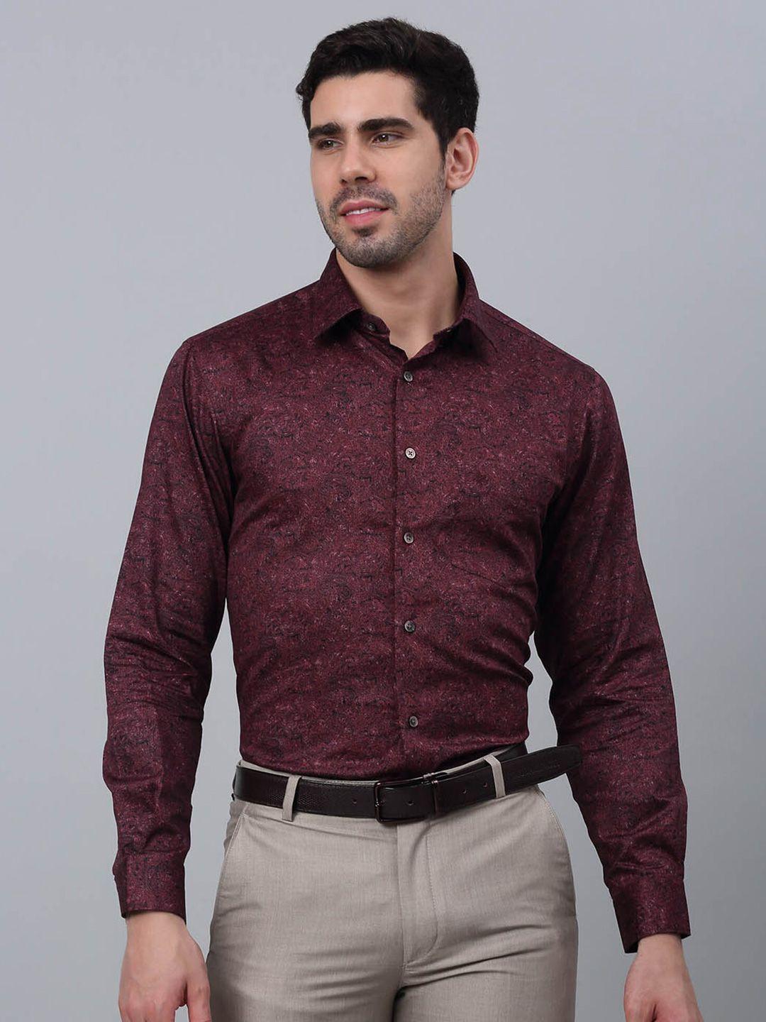 cantabil comfort ethnic motifs printed cotton formal shirt