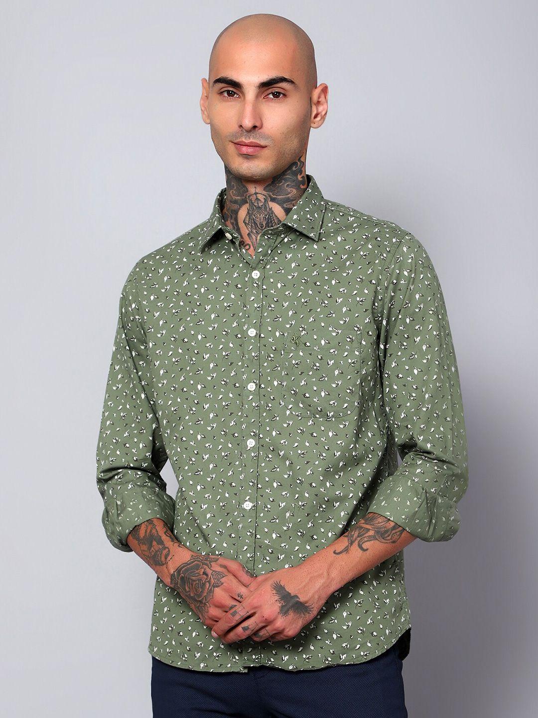 cantabil comfort floral printed cotton shirt