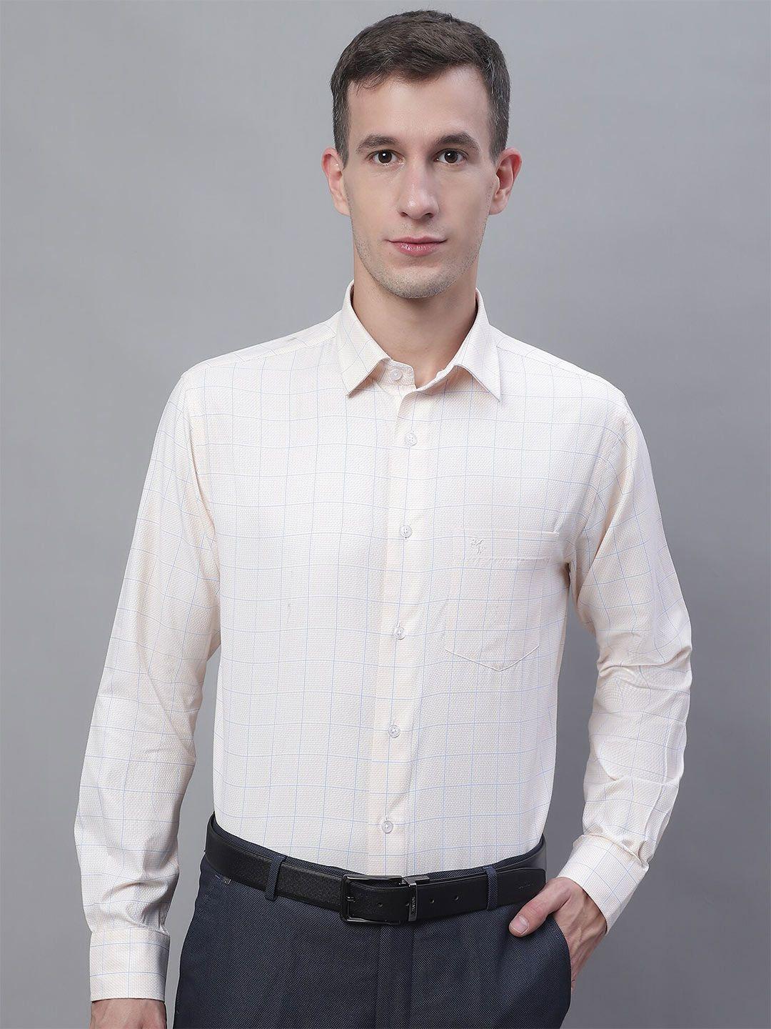 cantabil comfort grid tattersall checked cotton formal shirt