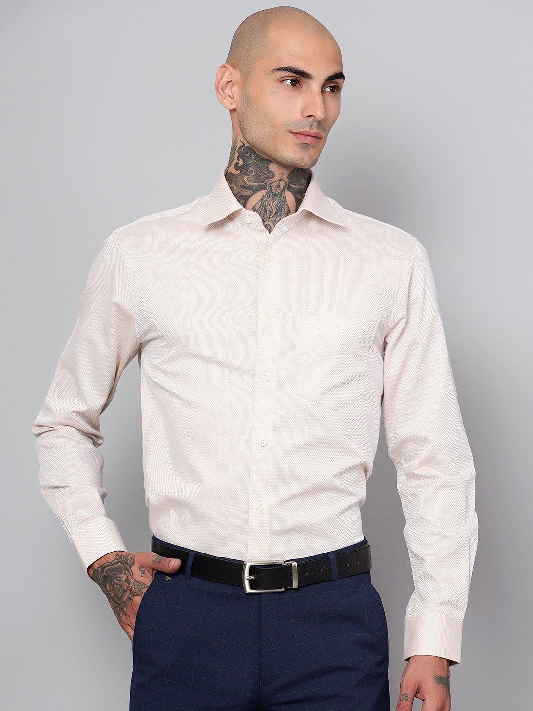 cantabil comfort self design cotton formal shirt