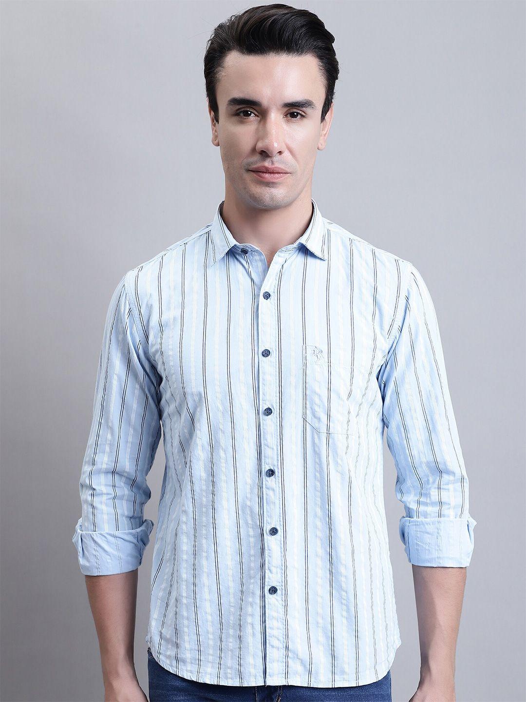 cantabil comfort striped opaque cotton casual shirt