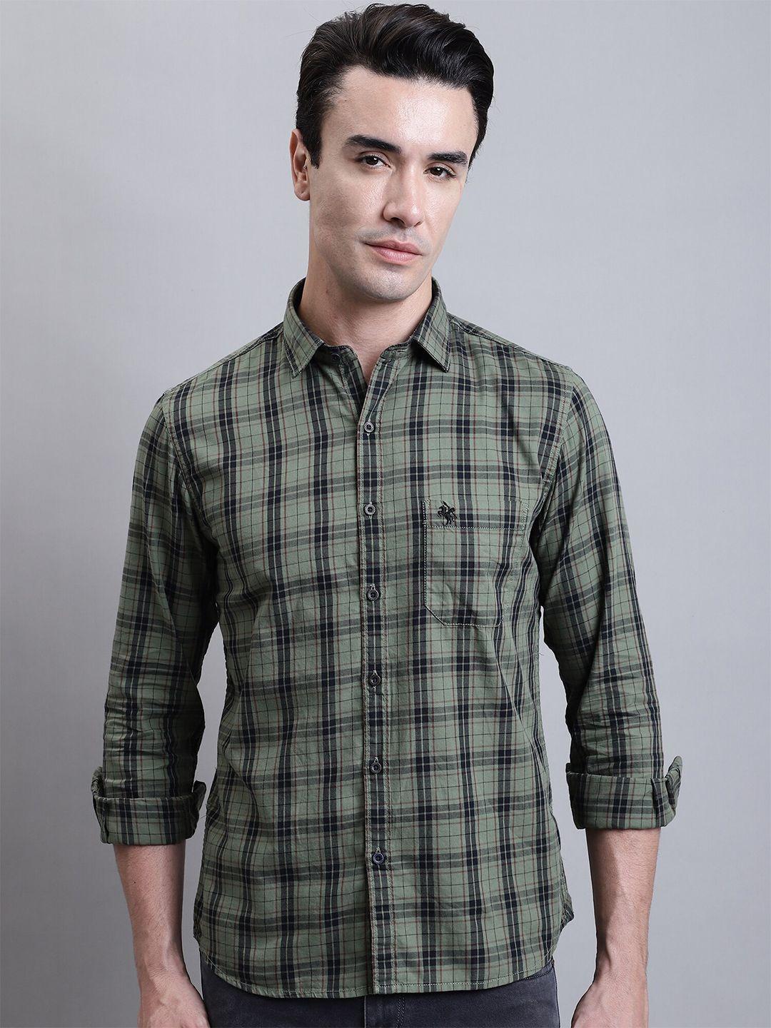 cantabil comfort tartan checks opaque cotton casual shirt