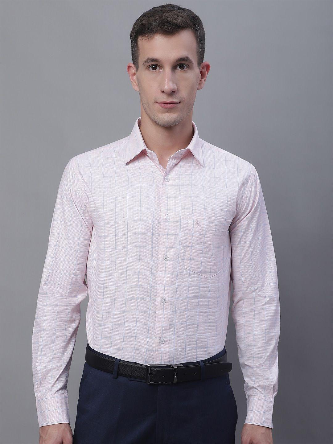 cantabil comfort windowpane checks cotton formal shirt