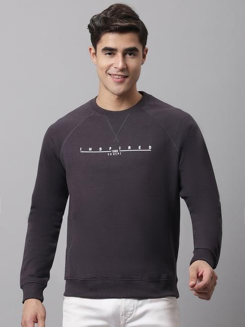 cantabil dark grey regular fit printed sweatshirt