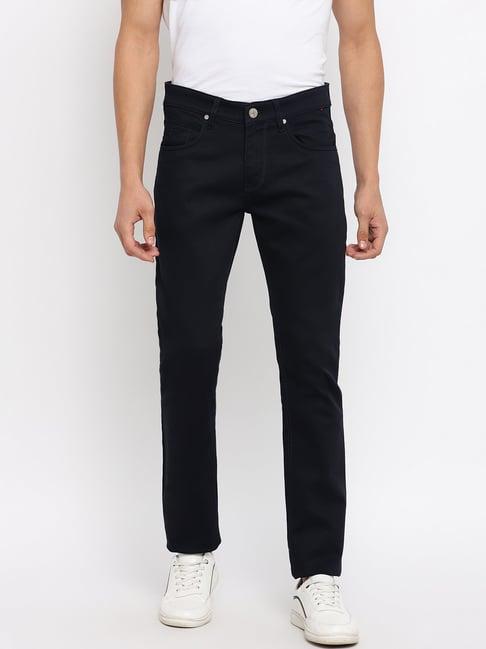 cantabil dark navy regular fit lightly washed jeans