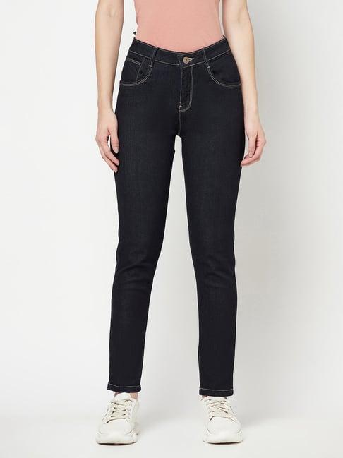 cantabil dark navy regular fit mid rise jeans