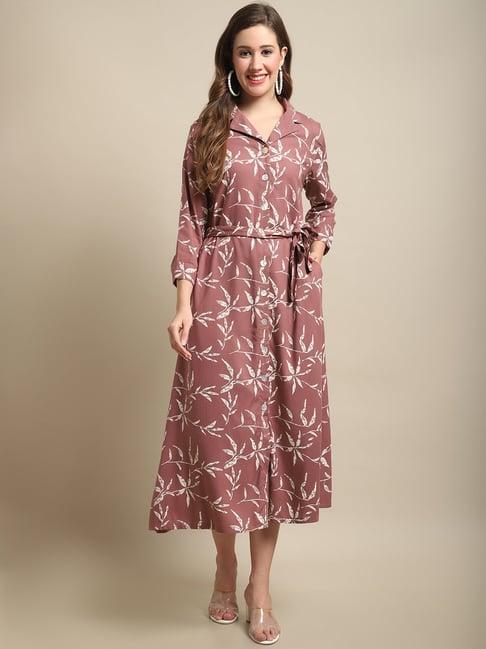 cantabil dusty pink printed wrap dress