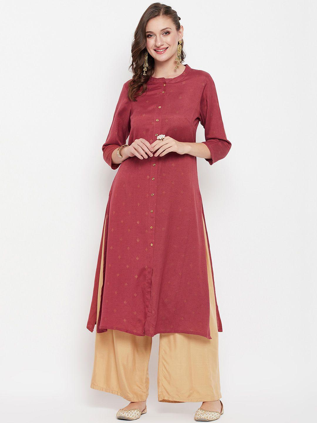 cantabil ethnic motifs printed mandarin collar a-line kurta