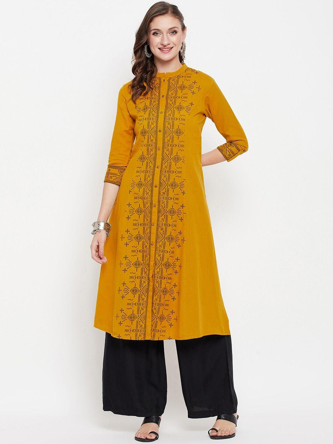 cantabil ethnic motifs printed mandarin collar a-line kurta