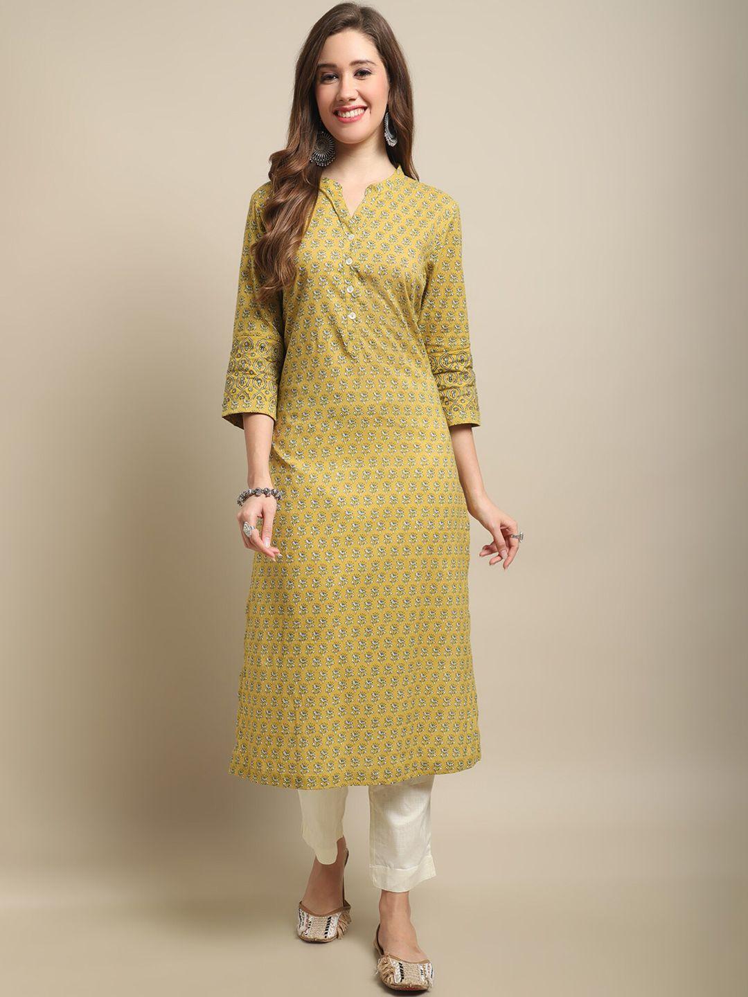 cantabil ethnic motifs printed pure cotton straight kurta