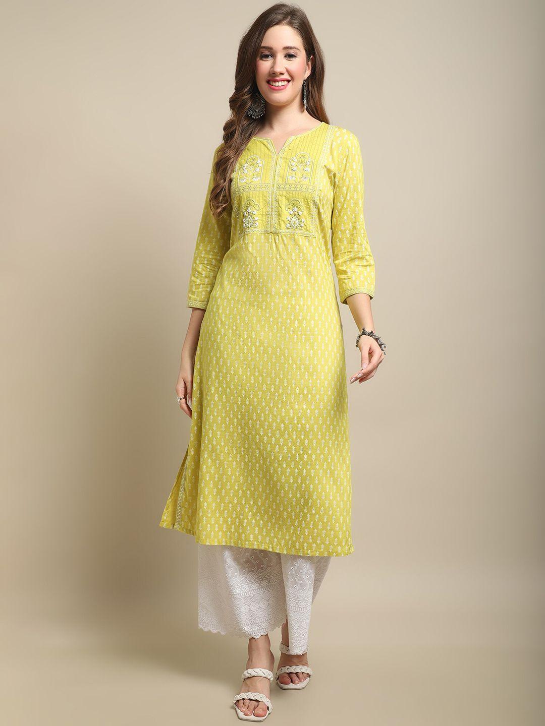 cantabil ethnic motifs printed thread work straight kurta