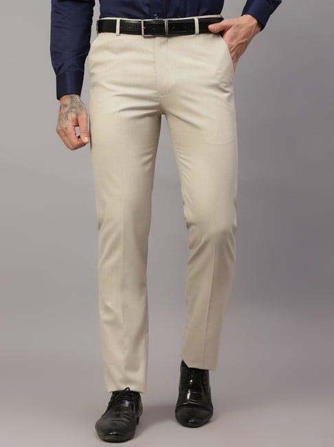 cantabil fawn regular fit texture trousers