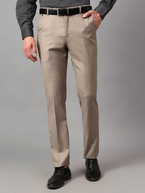 cantabil fawn regular fit texture trousers