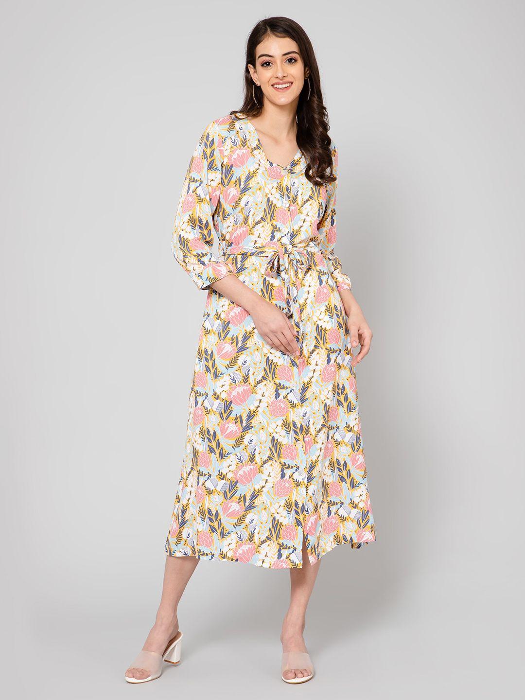 cantabil floral a-line midi dress