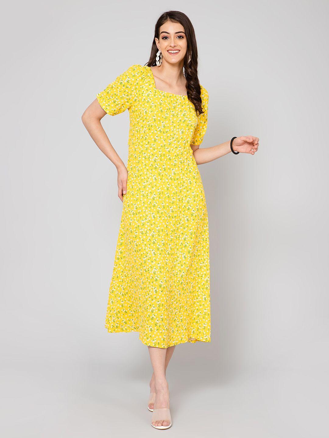 cantabil floral printed a-line midi dress