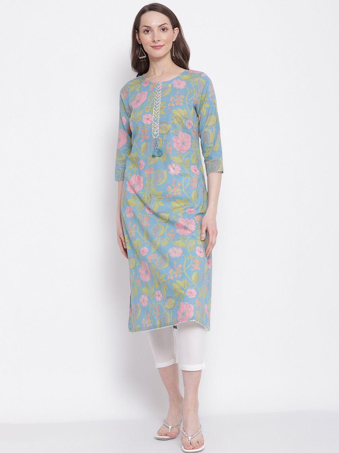 cantabil floral printed gotta patti kurta