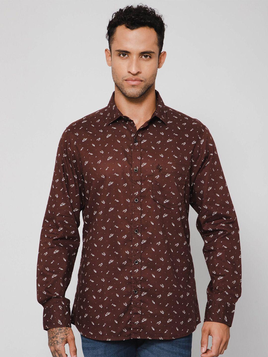 cantabil floral printed spread collar cotton casual shirt