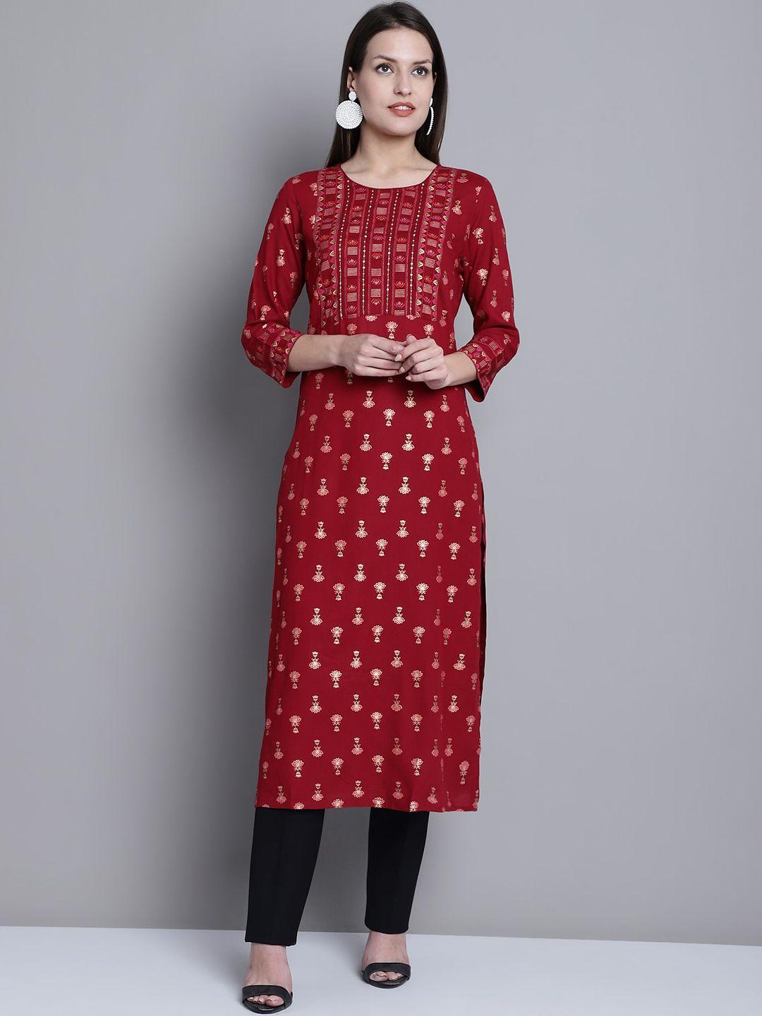 cantabil floral printed straight kurta