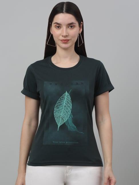 cantabil green poly cotton graphic print t-shirt