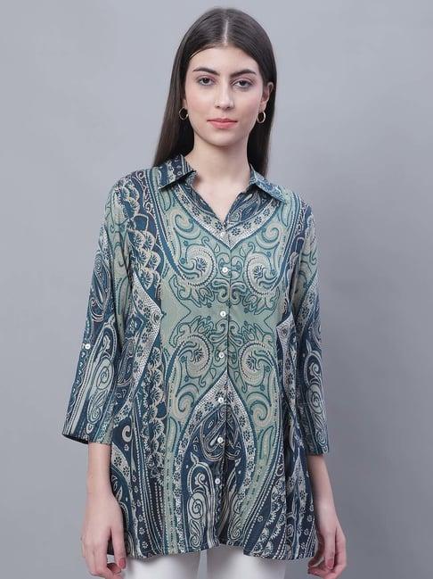 cantabil green printed tunic