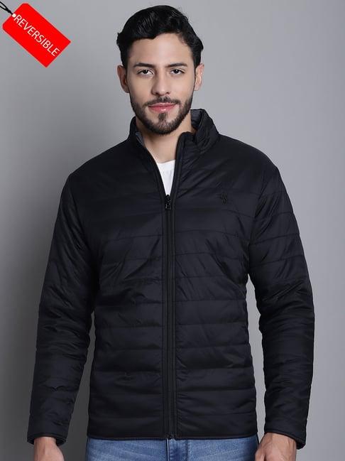 cantabil grey & black regular fit reversible jacket