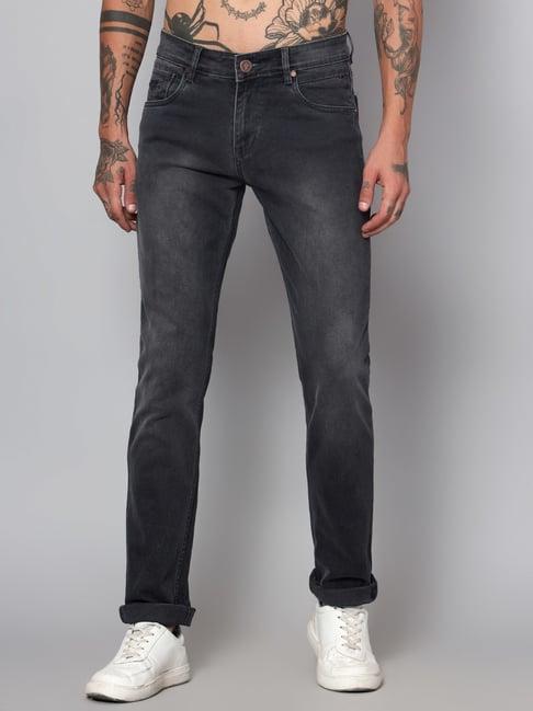 cantabil grey cotton regular fit jeans