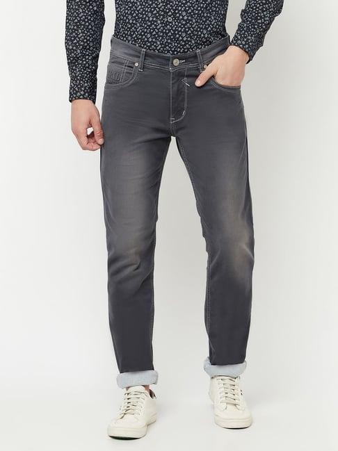 cantabil grey cotton regular fit jeans