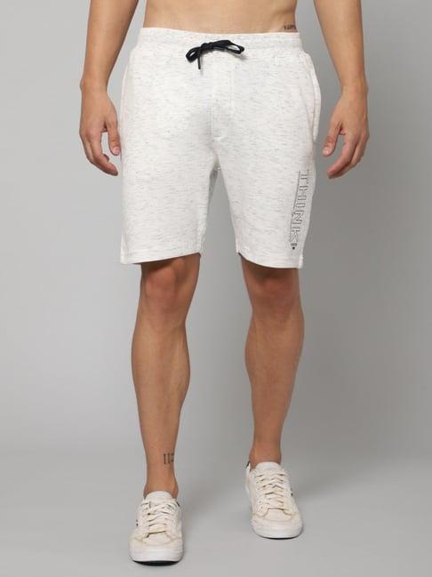 cantabil grey cotton regular fit printed bermuda shorts
