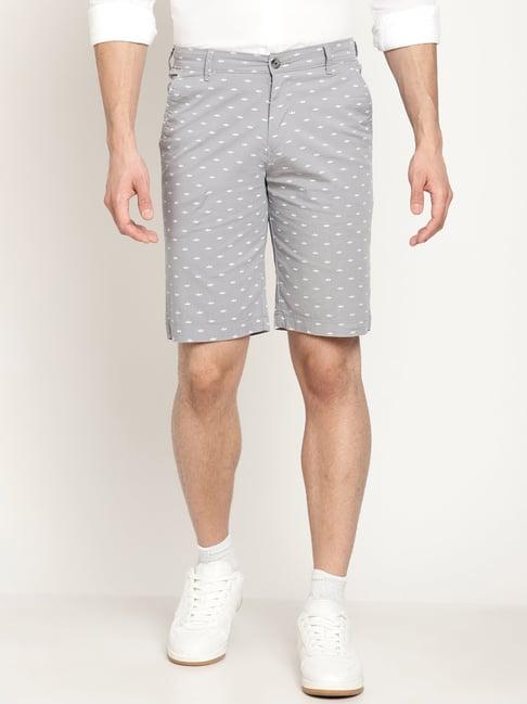 cantabil grey cotton regular fit printed shorts