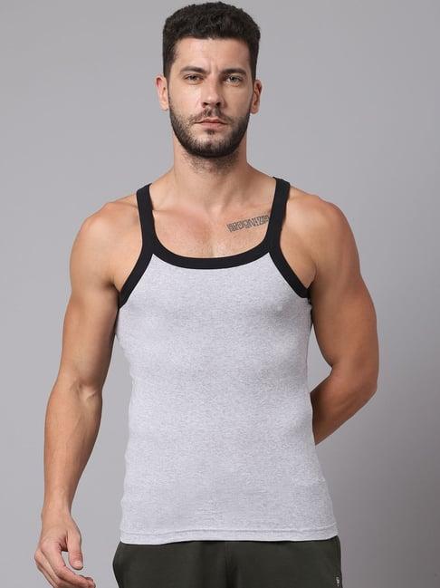 cantabil grey cotton regular fit vest