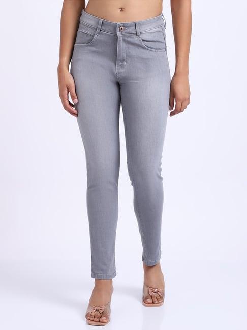 cantabil grey regular fit mid rise jeans