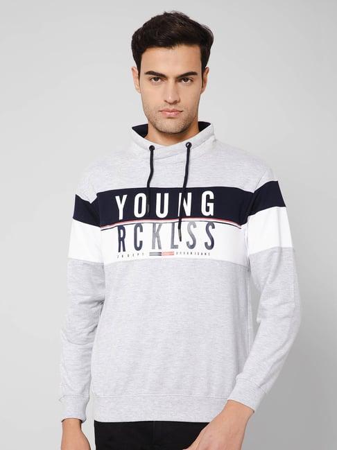 cantabil grey regular fit printed sweatshirt