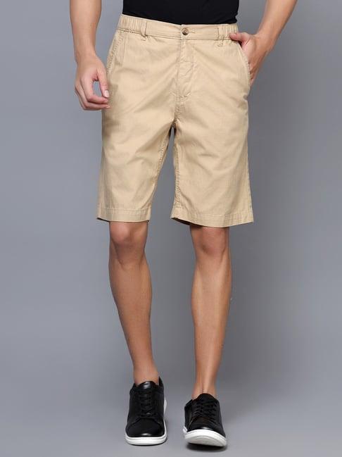 cantabil khaki cotton regular fit bermuda shorts