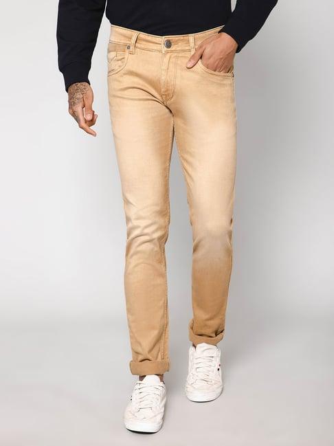 cantabil khaki regular fit jeans