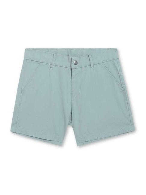 cantabil kids green cotton regular fit shorts