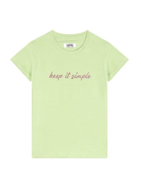 cantabil kids lime green printed t-shirt