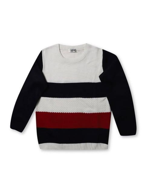 cantabil kids multicolor striped full sleeves sweater