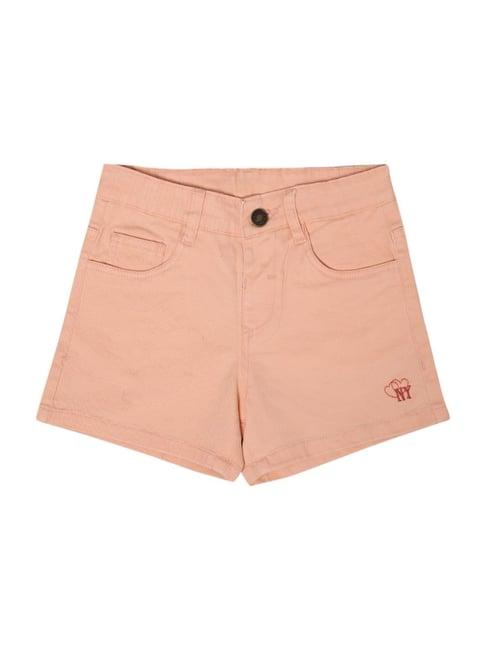 cantabil kids peach cotton regular fit shorts