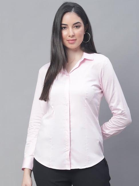 cantabil light pink cotton regular fit shirt