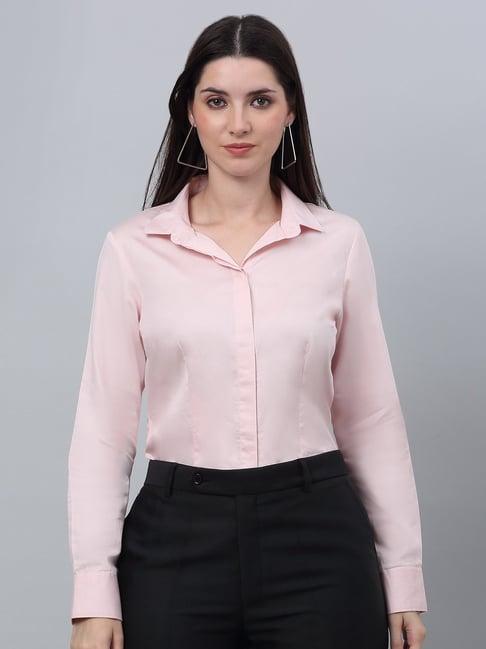 cantabil light pink cotton regular fit shirt