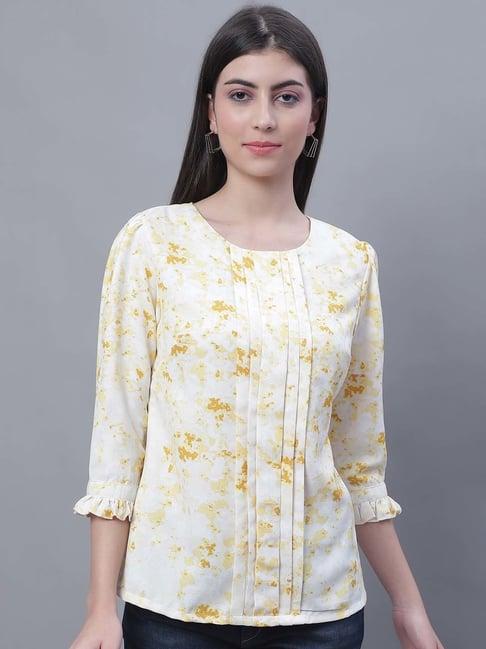 cantabil light yellow printed top