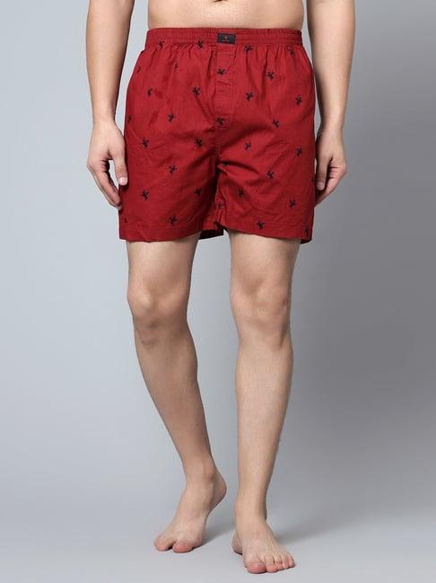 cantabil maroon cotton regular fit printed boxers
