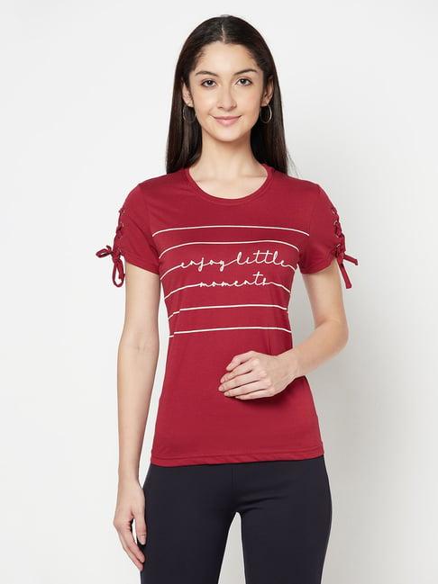 cantabil maroon printed t-shirt