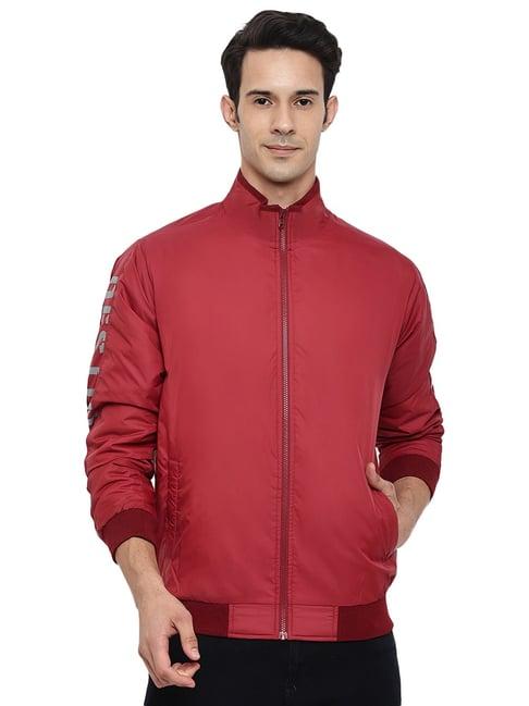 cantabil maroon regular fit high neck jacket