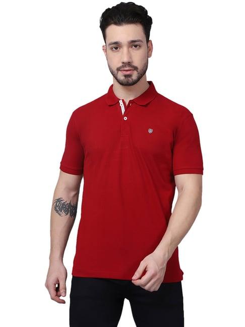 cantabil maroon regular fit polo t-shirt