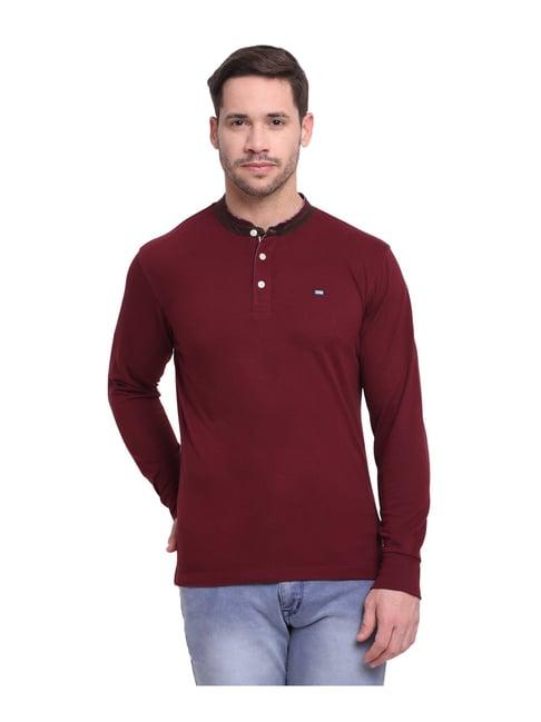 cantabil maroon regular fit t-shirt