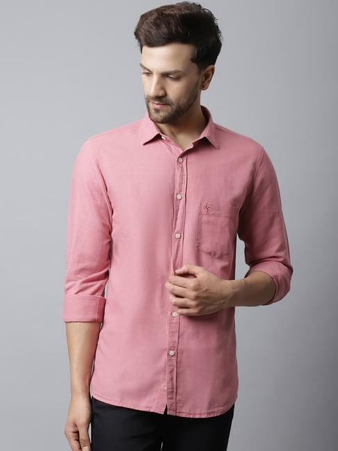 cantabil mauve cotton regular fit shirt