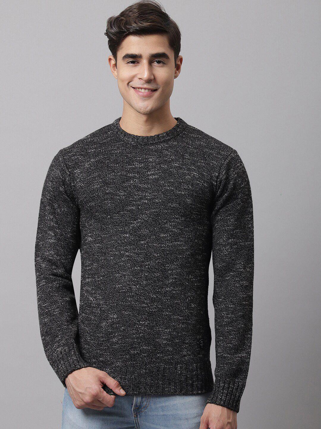 cantabil men black self design round neck pullover