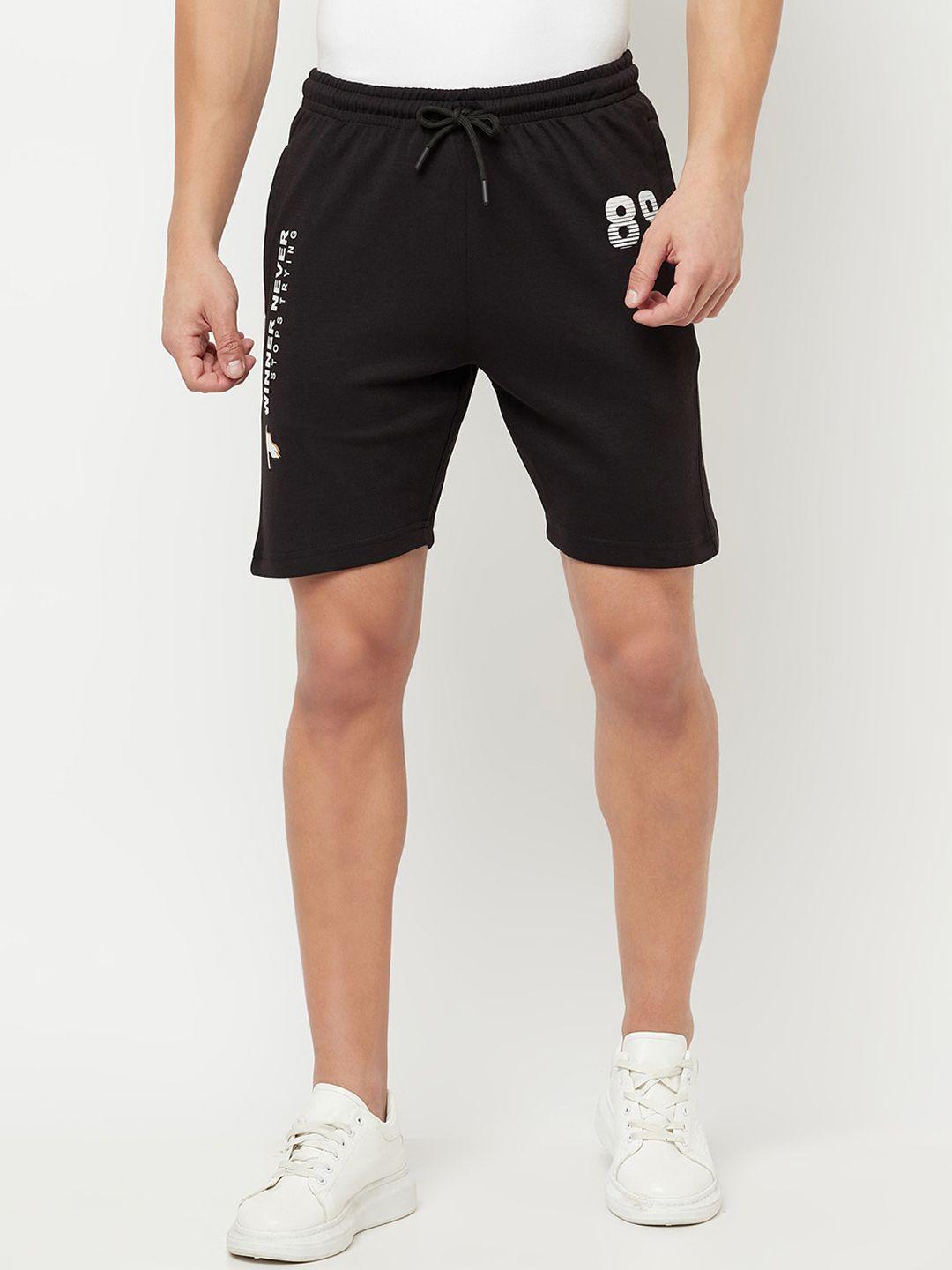 cantabil men black typography printed shorts