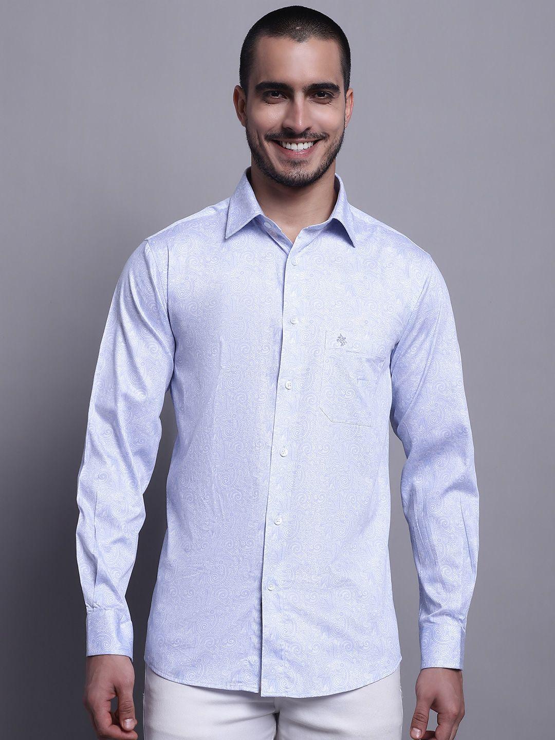 cantabil men blue comfort opaque party shirt